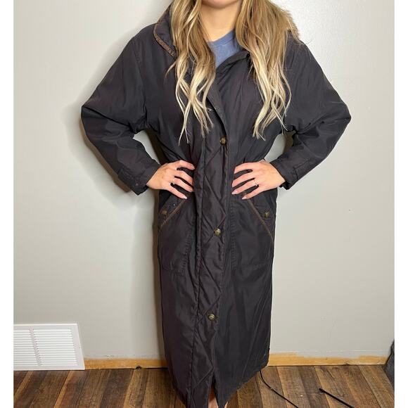 Woolrich Vintage Black Extra Long Parka Jacket w/ Detatchable Fur In Black - Picture 3 of 16